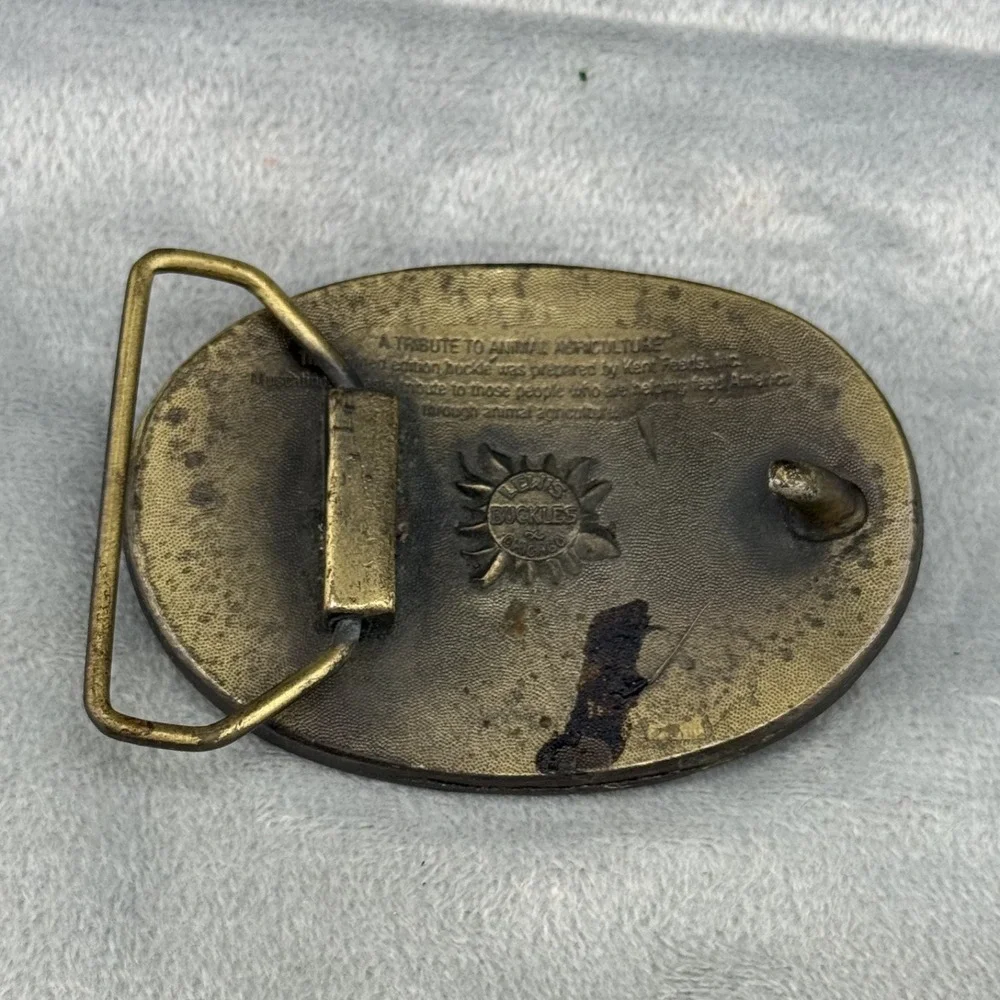 Vintage Lewis Buckles Belt Buckle Gold Tone Kent Feeds Helping Feed America